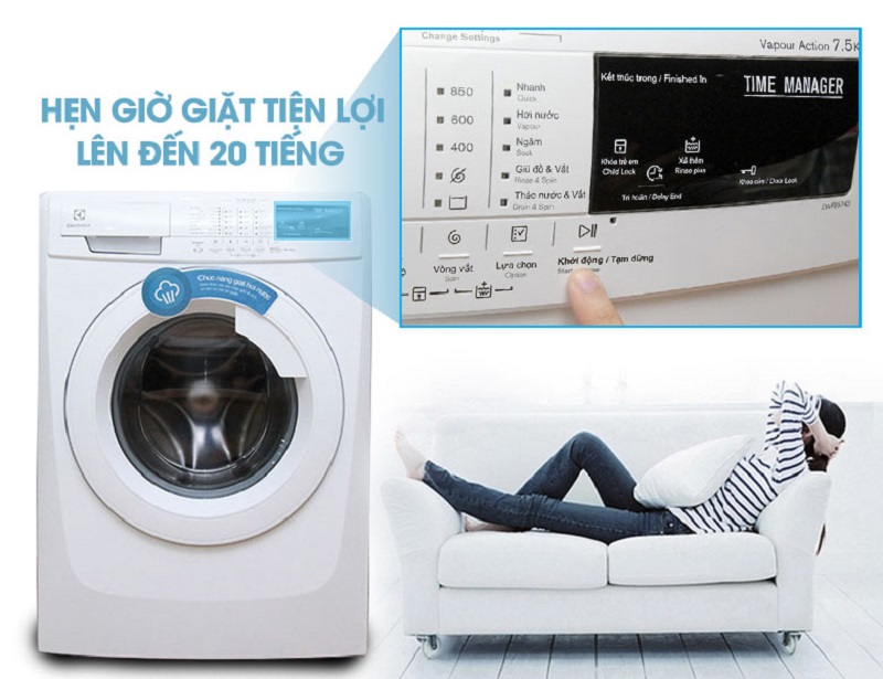 Máy giặt Electrolux EWF85743 có khả năng hẹn giờ Máy giặt Electrolux EWF85743 có khả năng hẹn giờ