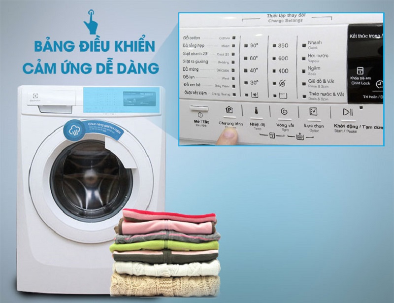 Bảng điều khiển IQ Touch hiện đại sẽ hỗ trợ bạn có thể điều khiển máy giặt Electrolux EWF85743 nhanh chóng Bảng điều khiển IQ Touch hiện đại sẽ hỗ trợ bạn có thể điều khiển máy giặt Electrolux EWF85743 nhanh chóng