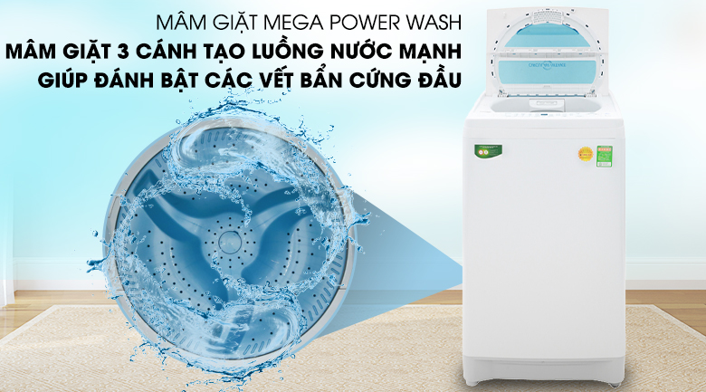 Sở hữu công nghệ Mega Power, máy giặt Toshiba AW-F920LV WB với mâm giặt 3 cánh tạo nên dòng nước ba chiều mạnh mẽ Sở hữu công nghệ Mega Power, máy giặt Toshiba AW-F920LV WB với mâm giặt 3 cánh tạo nên dòng nước ba chiều mạnh mẽ