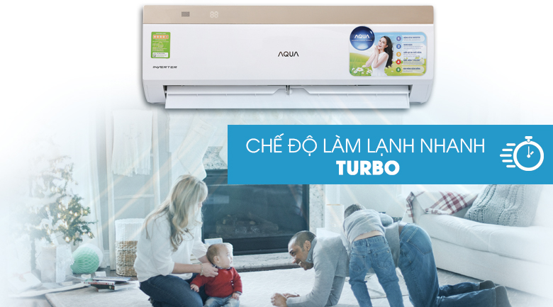 Làm lạnh nhanh Turbo - Máy lạnh Aqua Inverter 1 HP AQA-KCRV9VKS Làm lạnh nhanh Turbo - Máy lạnh Aqua Inverter 1 HP AQA-KCRV9VKS