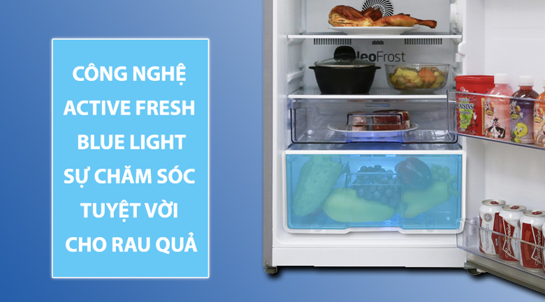 Giữ rau quả tươi ngon với Active Fresh Blue Light - Tủ lạnh Beko Inverter 200 lít RDNT200I50VS Giữ rau quả tươi ngon với Active Fresh Blue Light - Tủ lạnh Beko Inverter 200 lít RDNT200I50VS
