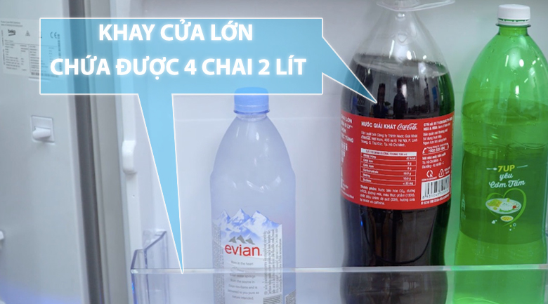 Khay cửa lớn chứa được 4 chai loại 2 lít - Tủ lạnh Beko Inverter 200 lít RDNT200I50VS Khay cửa lớn chứa được 4 chai loại 2 lít - Tủ lạnh Beko Inverter 200 lít RDNT200I50VS