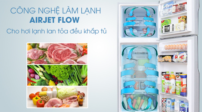Tủ lạnh Hitachi Inverter 260 lít R-H310PGV4 - Làm lạnh Air Jet Flow Tủ lạnh Hitachi Inverter 260 lít R-H310PGV4 - Làm lạnh Air Jet Flow